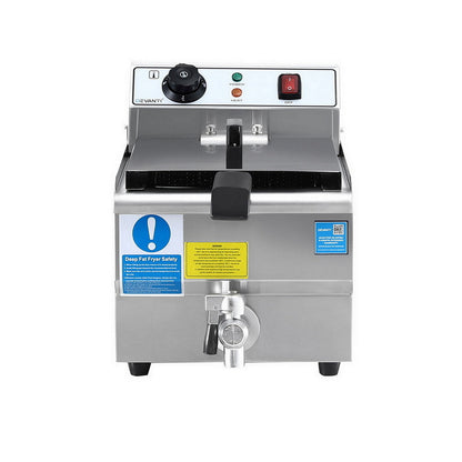 Devanti 3000W Electric Deep Fryer 10L Stainless Steel Fryer w/ Basket & Lid CDF-DR10-SINGLE-SI