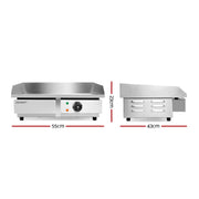 Devanti Commercial Electric Griddle 55cm BBQ Grill Plate 3000W CEG-D5C-SINGLE