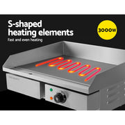 Devanti Commercial Electric Griddle 55cm BBQ Grill Plate 3000W CEG-D5C-SINGLE