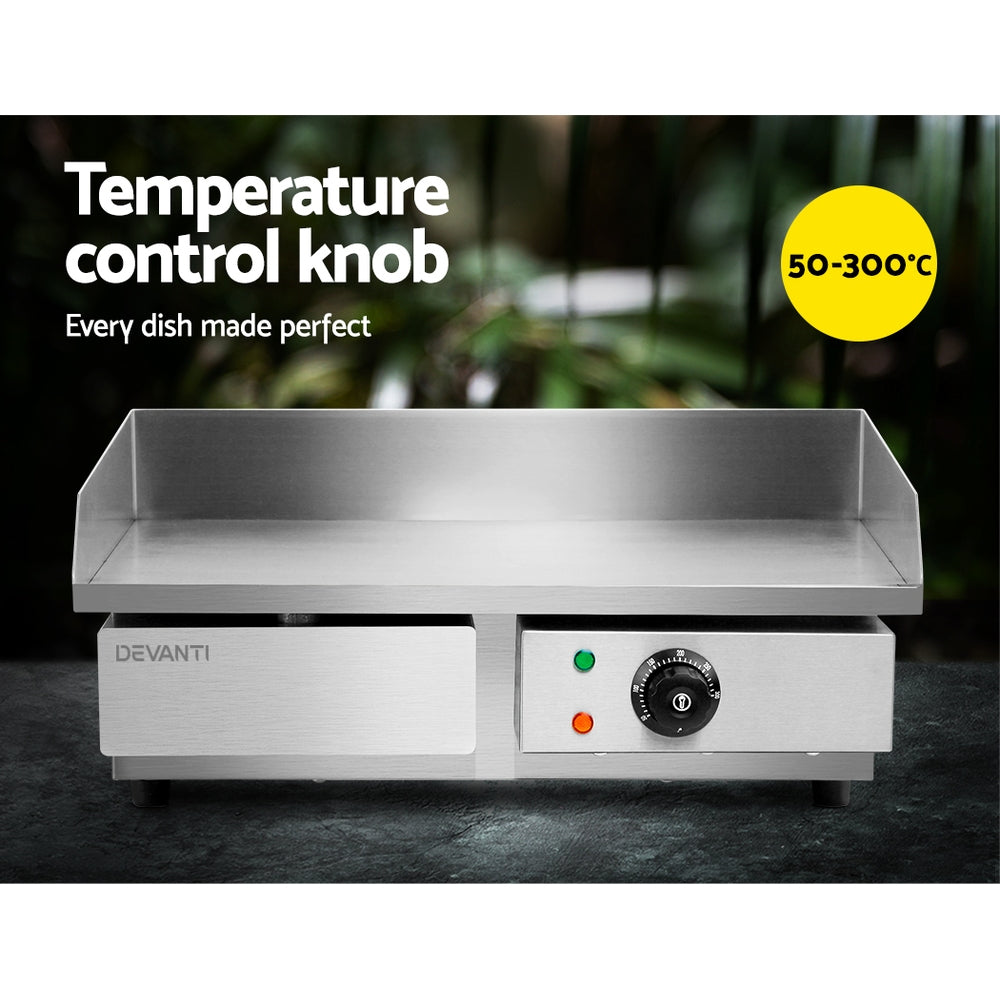 Devanti Commercial Electric Griddle 55cm BBQ Grill Plate 3000W CEG-D5C-SINGLE
