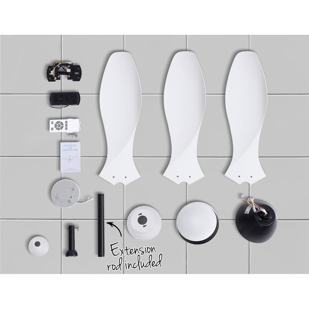 Devanti 48'' Ceiling Fan DC Motor w/Light w/Remote - White CF-B-48-310-WH