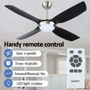 Devanti 52'' Ceiling Fan DC Motor w/Light w/Remote Black CF-B-52-2049-BKSI