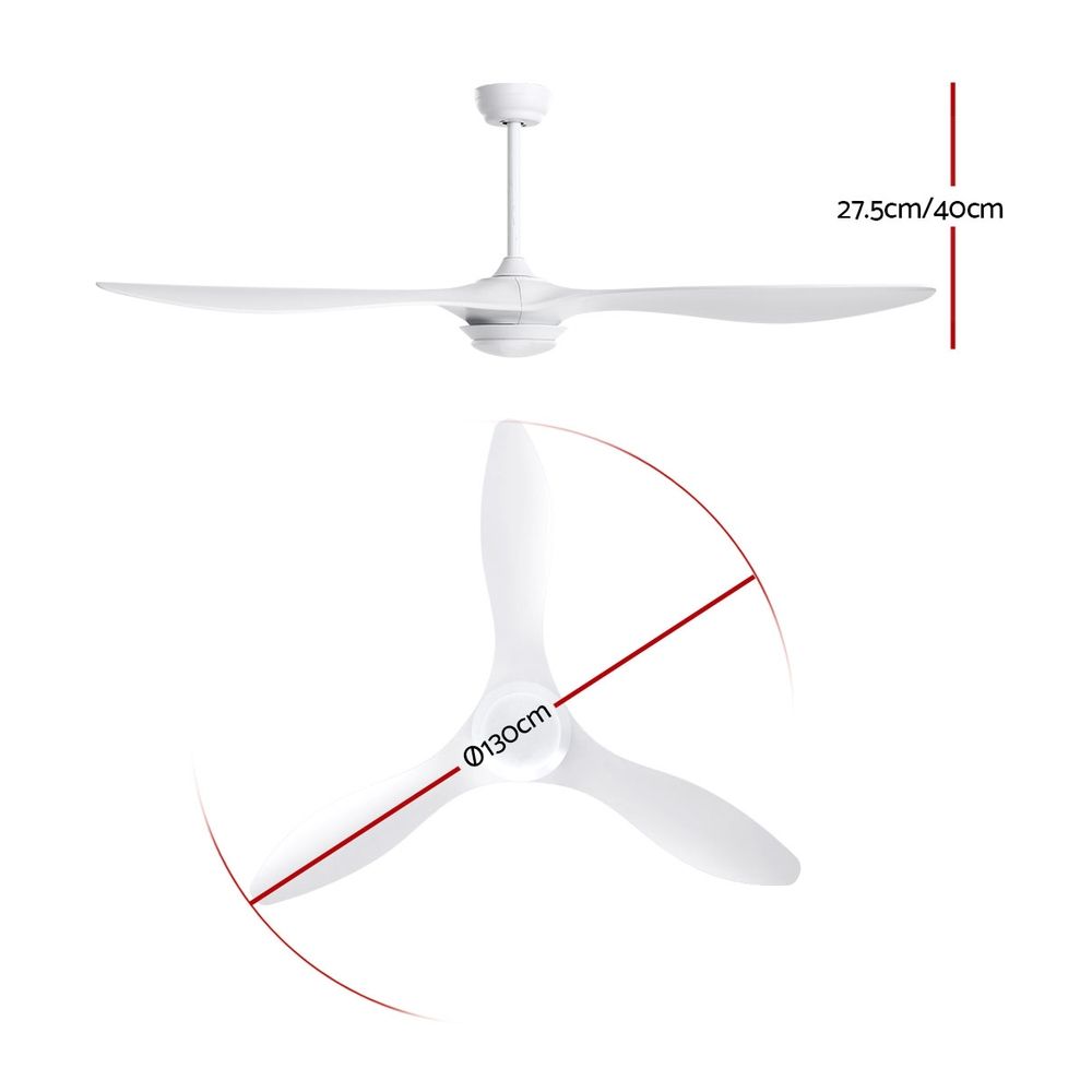 Devanti 52'' Ceiling Fan DC Motor w/Light w/Remote - White CF-B-52-310B-WH