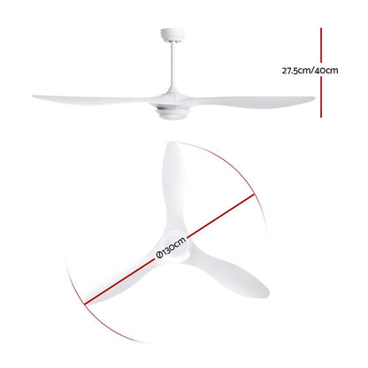 Devanti 52'' Ceiling Fan DC Motor w/Light w/Remote - White CF-B-52-310B-WH