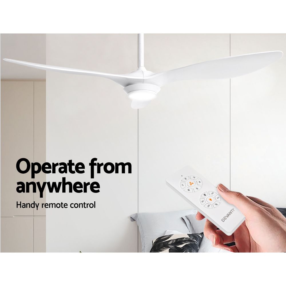 Devanti 52'' Ceiling Fan DC Motor w/Light w/Remote - White CF-B-52-310B-WH