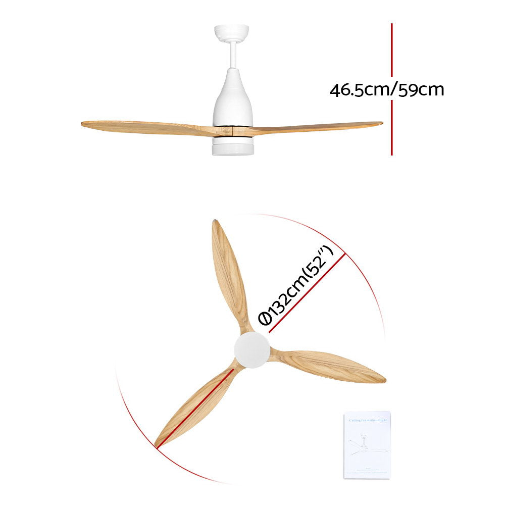 Devanti 52'' Ceiling Fan AC Motor w/Light w/Remote - Light Wood CF-B-52-312-WH