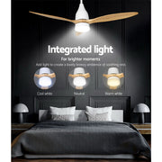 Devanti 52'' Ceiling Fan AC Motor w/Light w/Remote - Light Wood CF-B-52-312-WH