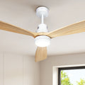 Devanti 52'' Ceiling Fan DC Motor LED Light Remote - Light Wood CF-B-52-331C-DW