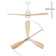 Devanti 52'' Ceiling Fan DC Motor LED Light Remote - Light Wood CF-B-52-331C-DW