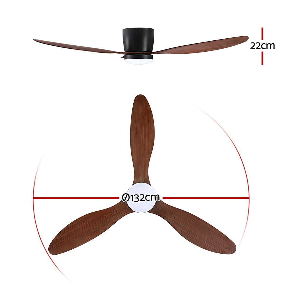 Devanti 52'' Ceiling Fan DC Motor w/Light w/Remote - Dark Wood CF-B-52-42Y-DW