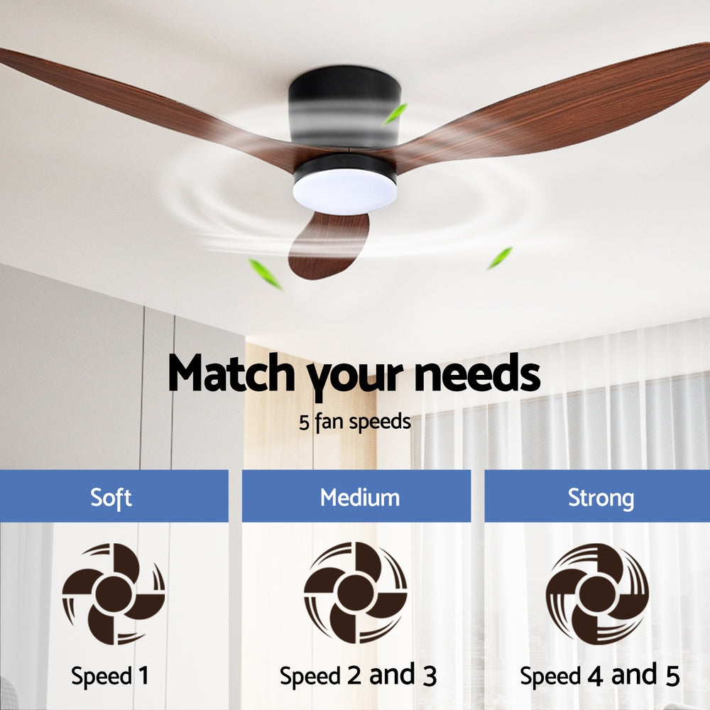 Devanti 52'' Ceiling Fan DC Motor w/Light w/Remote - Dark Wood CF-B-52-42Y-DW