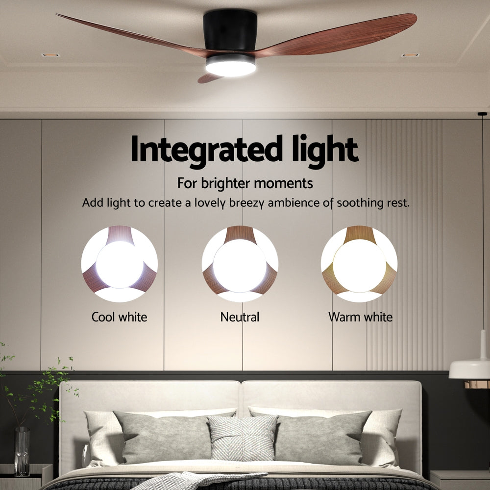 Devanti 52'' Ceiling Fan DC Motor w/Light w/Remote - Dark Wood CF-B-52-42Y-DW