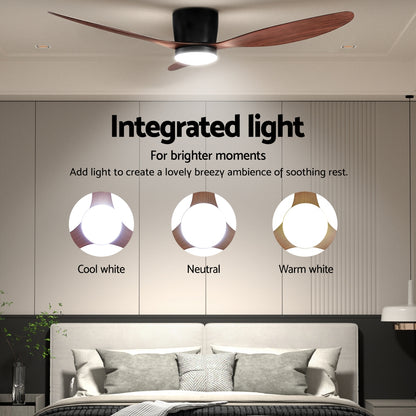 Devanti 52'' Ceiling Fan DC Motor w/Light w/Remote - Dark Wood CF-B-52-42Y-DW