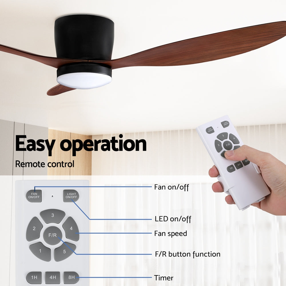 Devanti 52'' Ceiling Fan DC Motor w/Light w/Remote - Dark Wood CF-B-52-42Y-DW