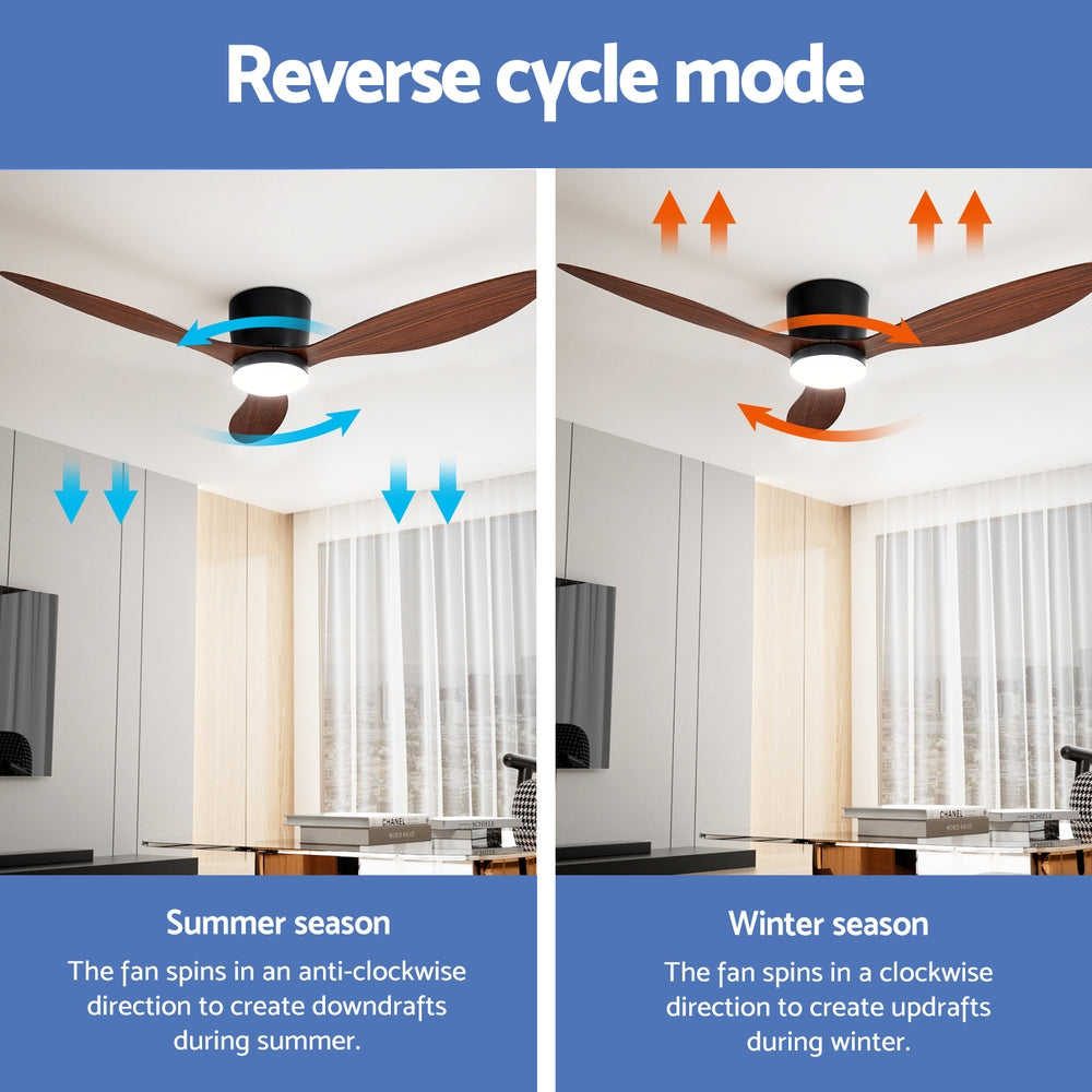 Devanti 52'' Ceiling Fan DC Motor w/Light w/Remote - Dark Wood CF-B-52-42Y-DW