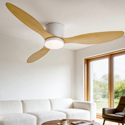 Devanti 52'' Ceiling Fan DC Motor w/Light w/Remote - Light Wood CF-B-52-42Y-LW