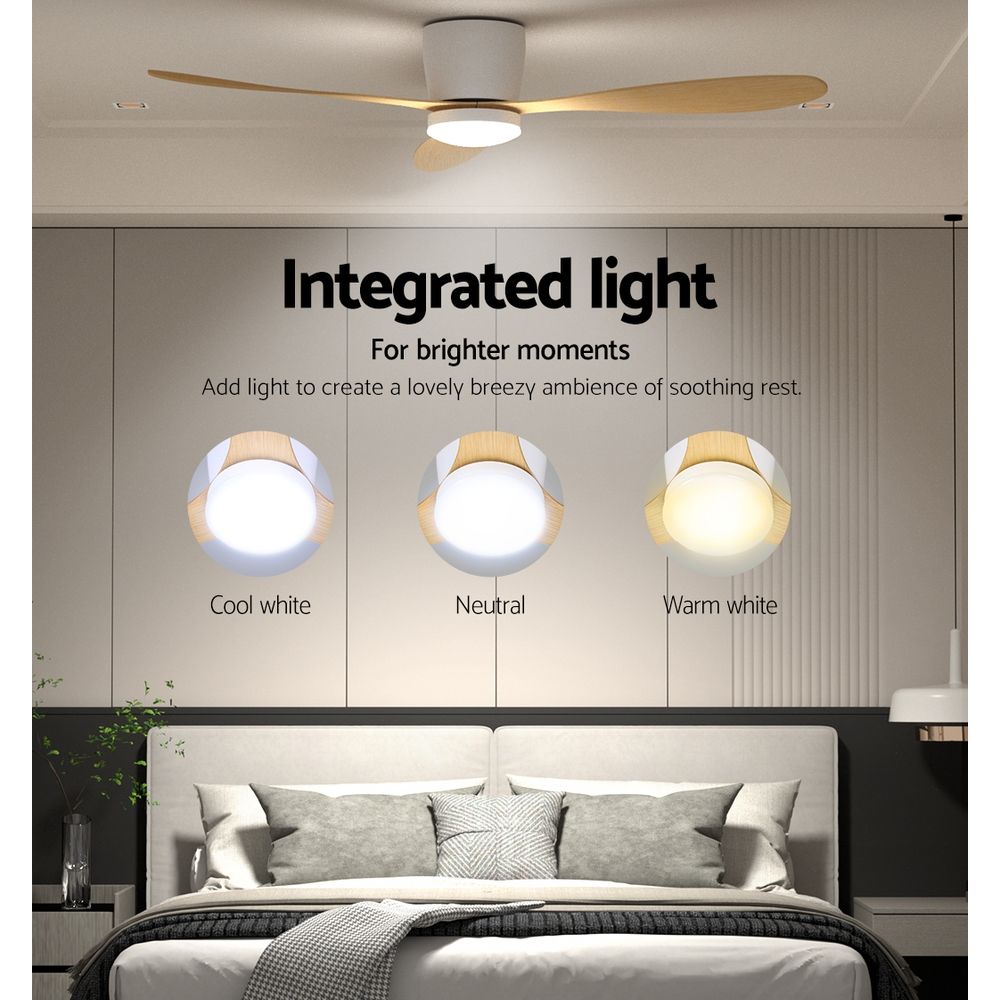 Devanti 52'' Ceiling Fan DC Motor w/Light w/Remote - Light Wood CF-B-52-42Y-LW