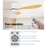 Devanti 52'' Ceiling Fan DC Motor w/Light w/Remote - Light Wood CF-B-52-42Y-LW
