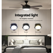 Devanti 52'' Ceiling Fan AC Motor 5 Blades w/Light - Dark Wood CF-B-52-5B-0YY-DW