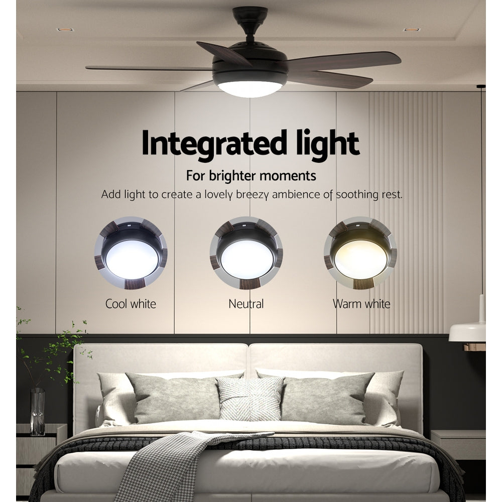 Devanti 52'' Ceiling Fan AC Motor 5 Blades w/Light - Dark Wood CF-B-52-5B-0YY-DW