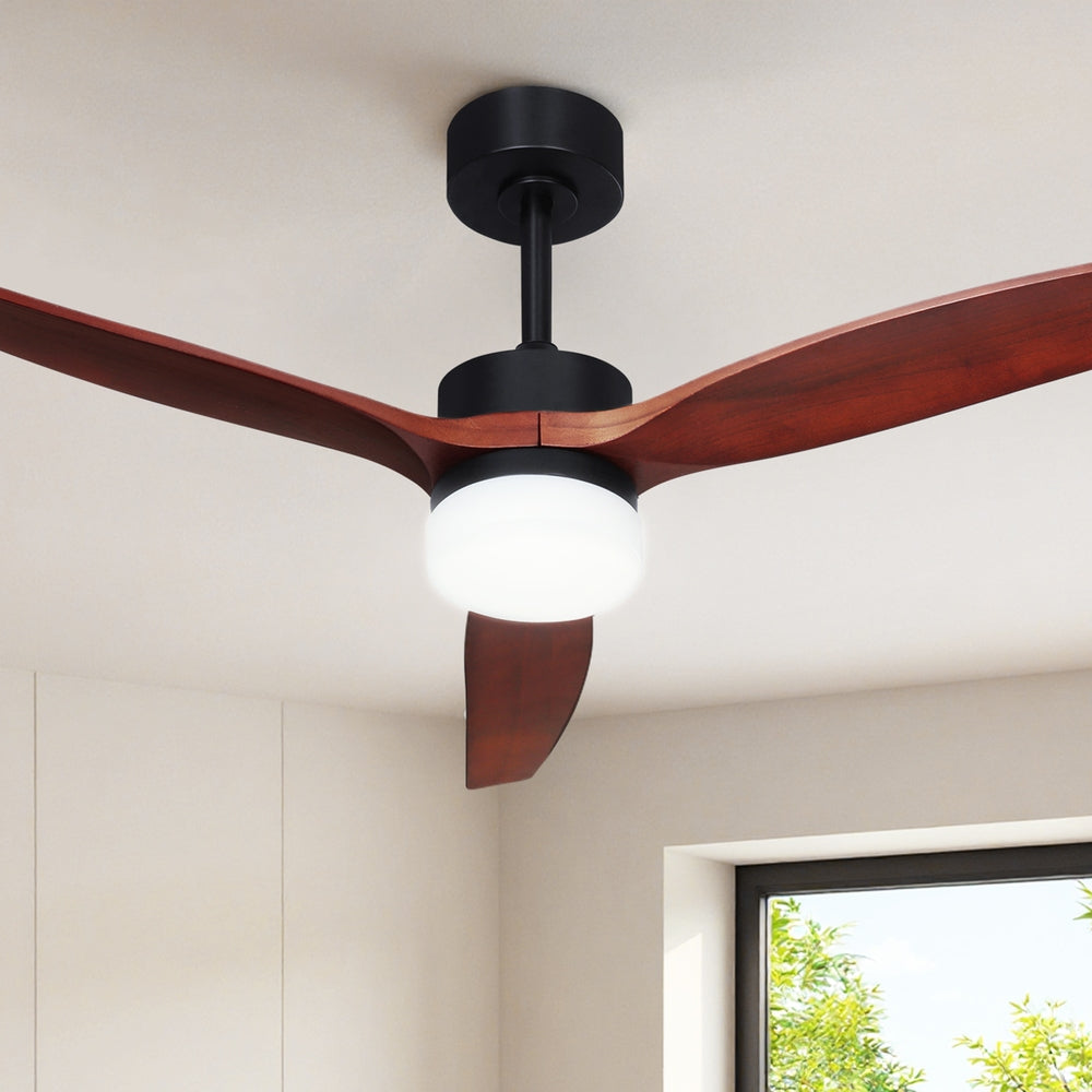 Devanti 52'' Ceiling Fan DC Motor 3 Blades w/Light - Dark Wood CF-B-52-C142-DW