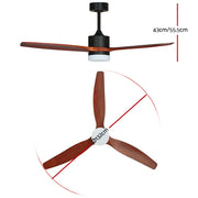 Devanti 52'' Ceiling Fan DC Motor 3 Blades w/Light - Dark Wood CF-B-52-C142-DW