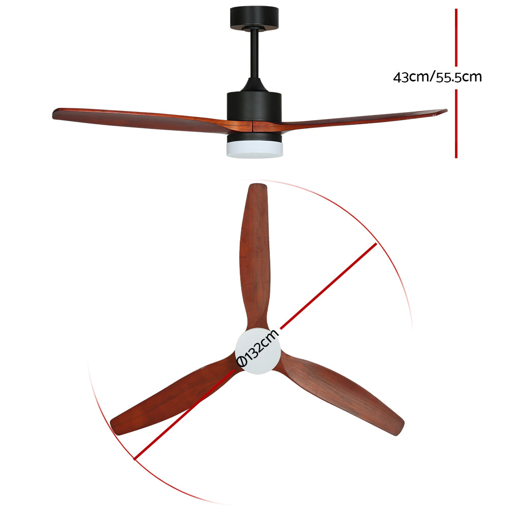 Devanti 52'' Ceiling Fan DC Motor 3 Blades w/Light - Dark Wood CF-B-52-C142-DW