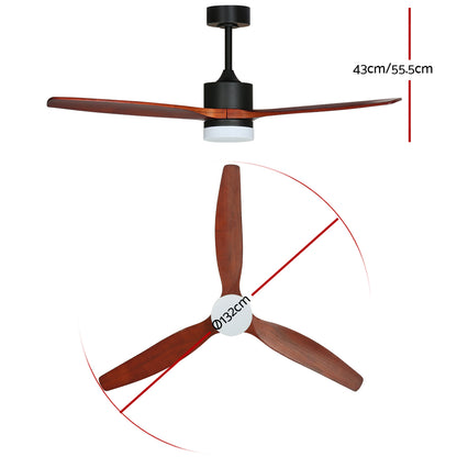 Devanti 52'' Ceiling Fan DC Motor 3 Blades w/Light - Dark Wood CF-B-52-C142-DW