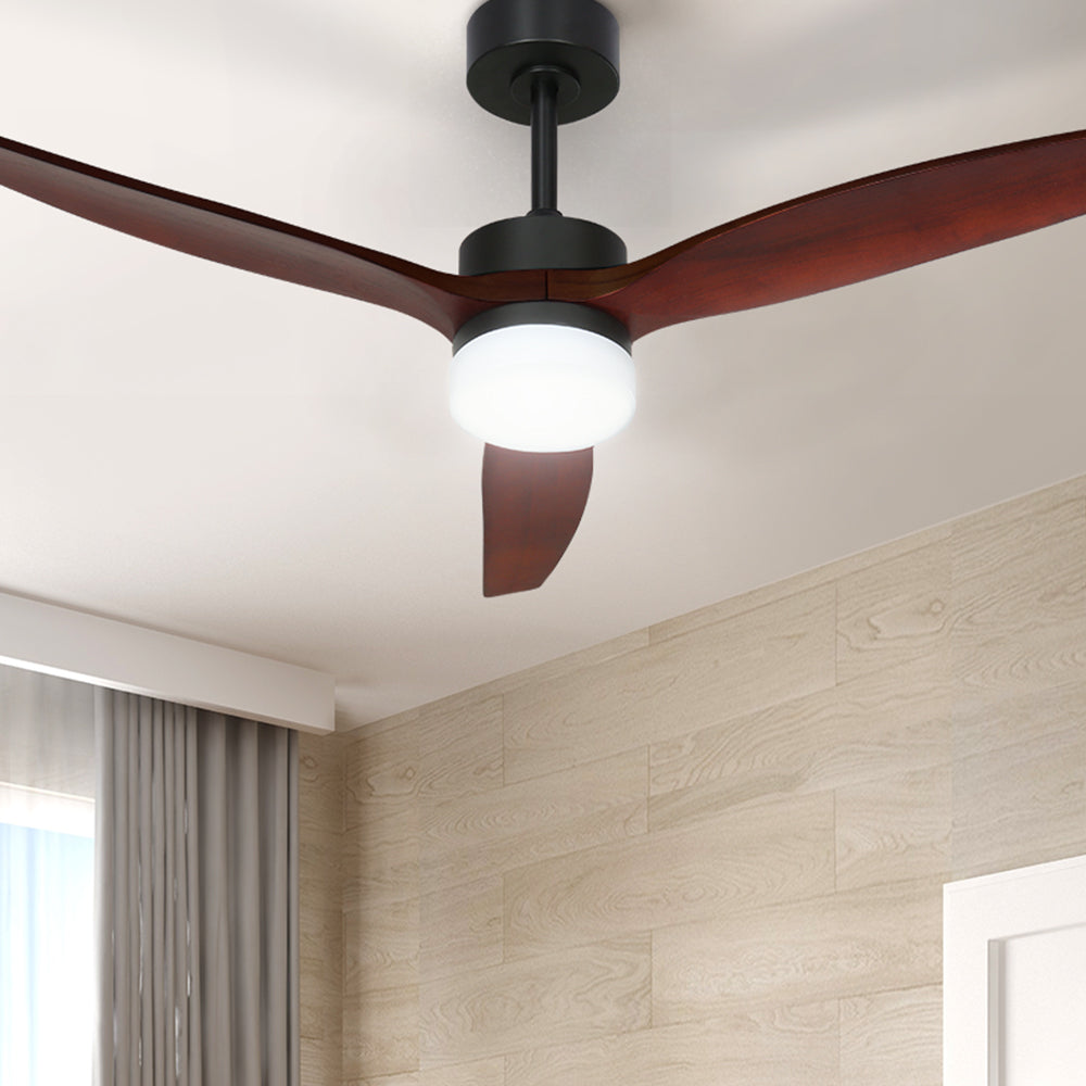 Devanti 52'' Ceiling Fan DC Motor 3 Blades w/Light - Dark Wood CF-B-52-C142-DW