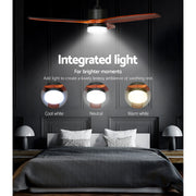 Devanti 52'' Ceiling Fan DC Motor 3 Blades w/Light - Dark Wood CF-B-52-C142-DW