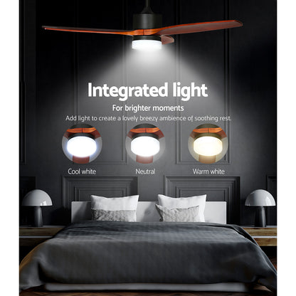 Devanti 52'' Ceiling Fan DC Motor 3 Blades w/Light - Dark Wood CF-B-52-C142-DW