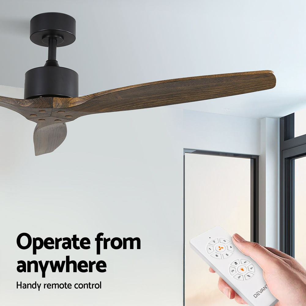 Devanti 52'' Ceiling Fan AC Motor 3 Blades w/Remote - Dark Wood CF-B-52-NL-142-DW