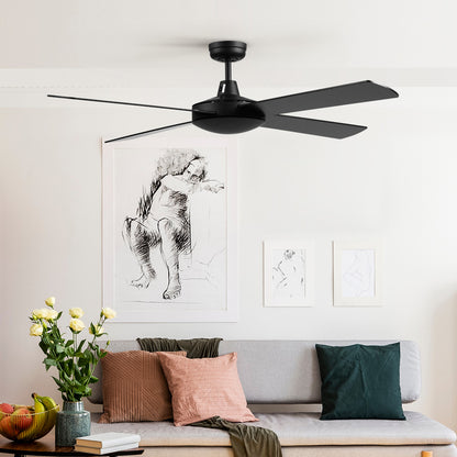 Devanti 52'' Ceiling Fan DC Motor 4 Blades w/Remote - Black CF-B-52NL-BK
