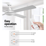 Devanti 52'' Ceiling Fan DC Motor 4 Blades w/Remote - White
