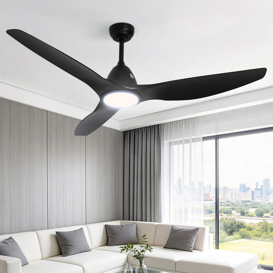 Devanti 64 Inch Ceiling Fan DC Motor w/Light w/Remote - Black CF-B-64-334-BK