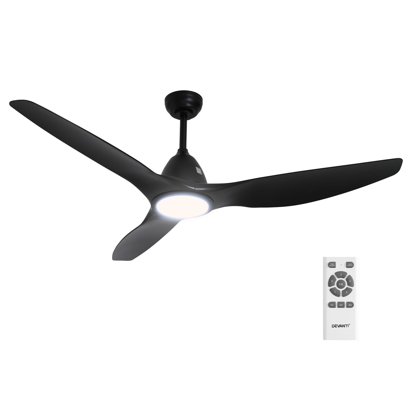 Devanti 64 Inch Ceiling Fan DC Motor w/Light w/Remote - Black CF-B-64-334-BK