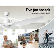Devanti 64'' Ceiling Fan DC Motor w/Light w/Remote - White CF-B-64-334-WH