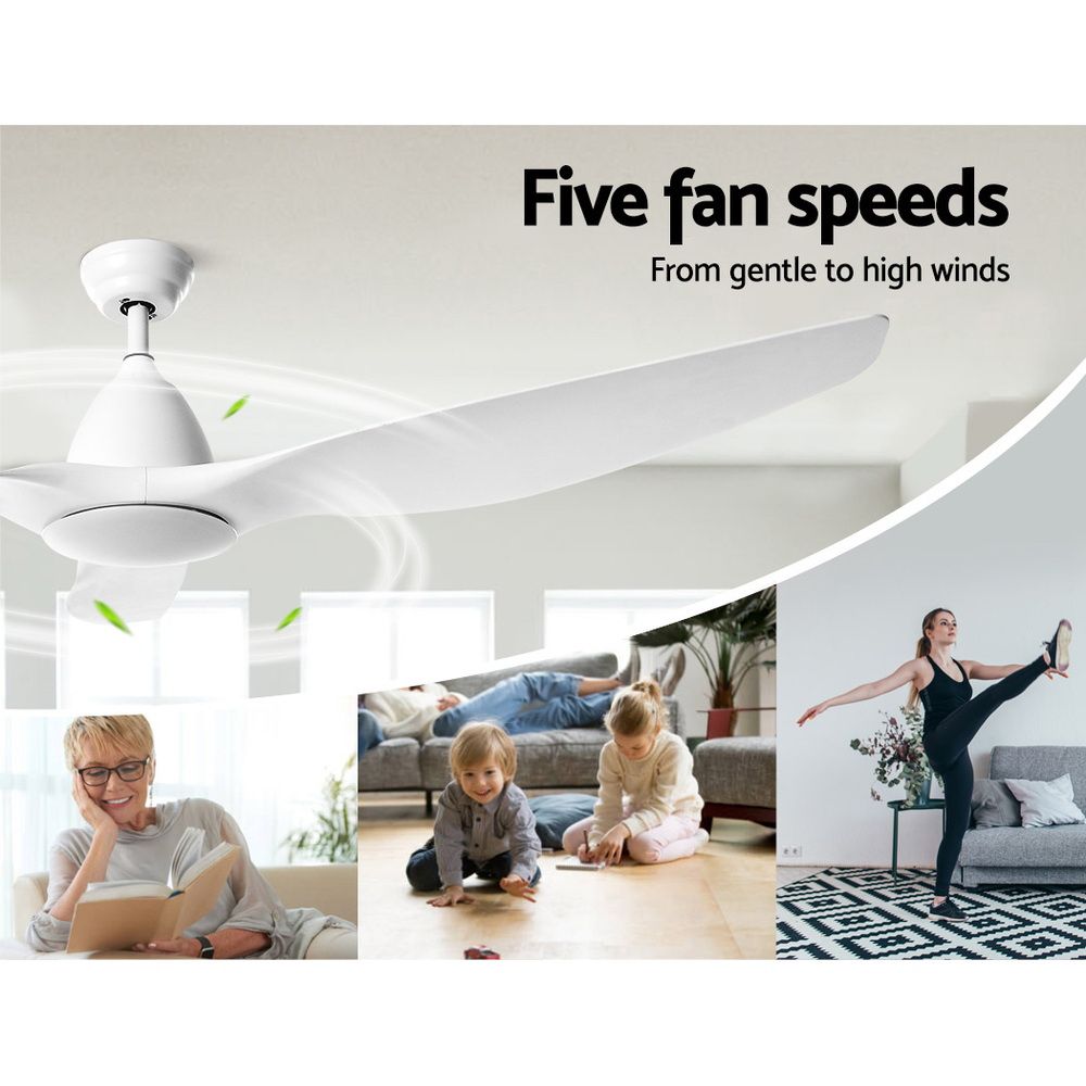 Devanti 64'' Ceiling Fan DC Motor w/Light w/Remote - White CF-B-64-334-WH