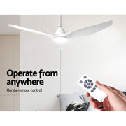 Devanti 64'' Ceiling Fan DC Motor w/Light w/Remote - White CF-B-64-334-WH