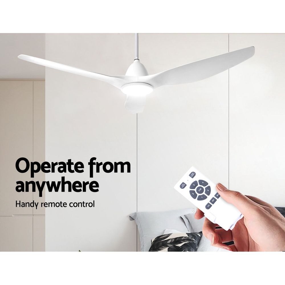 Devanti 64'' Ceiling Fan DC Motor w/Light w/Remote - White CF-B-64-334-WH