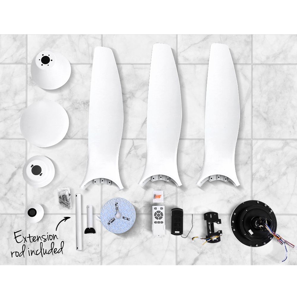 Devanti 64'' Ceiling Fan DC Motor w/Light w/Remote - White CF-B-64-334-WH