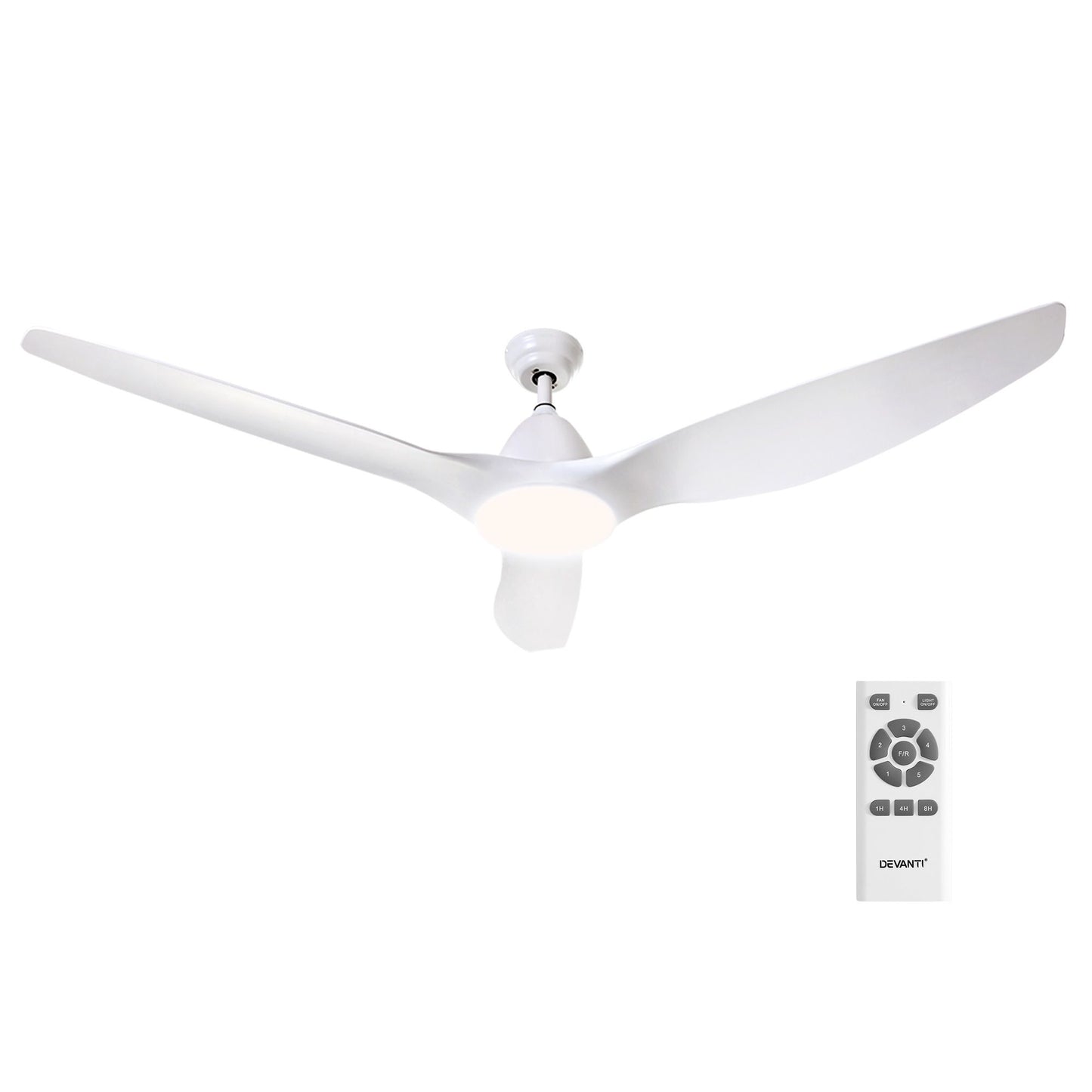 Devanti 64'' Ceiling Fan DC Motor w/Light w/Remote - White CF-B-64-334-WH