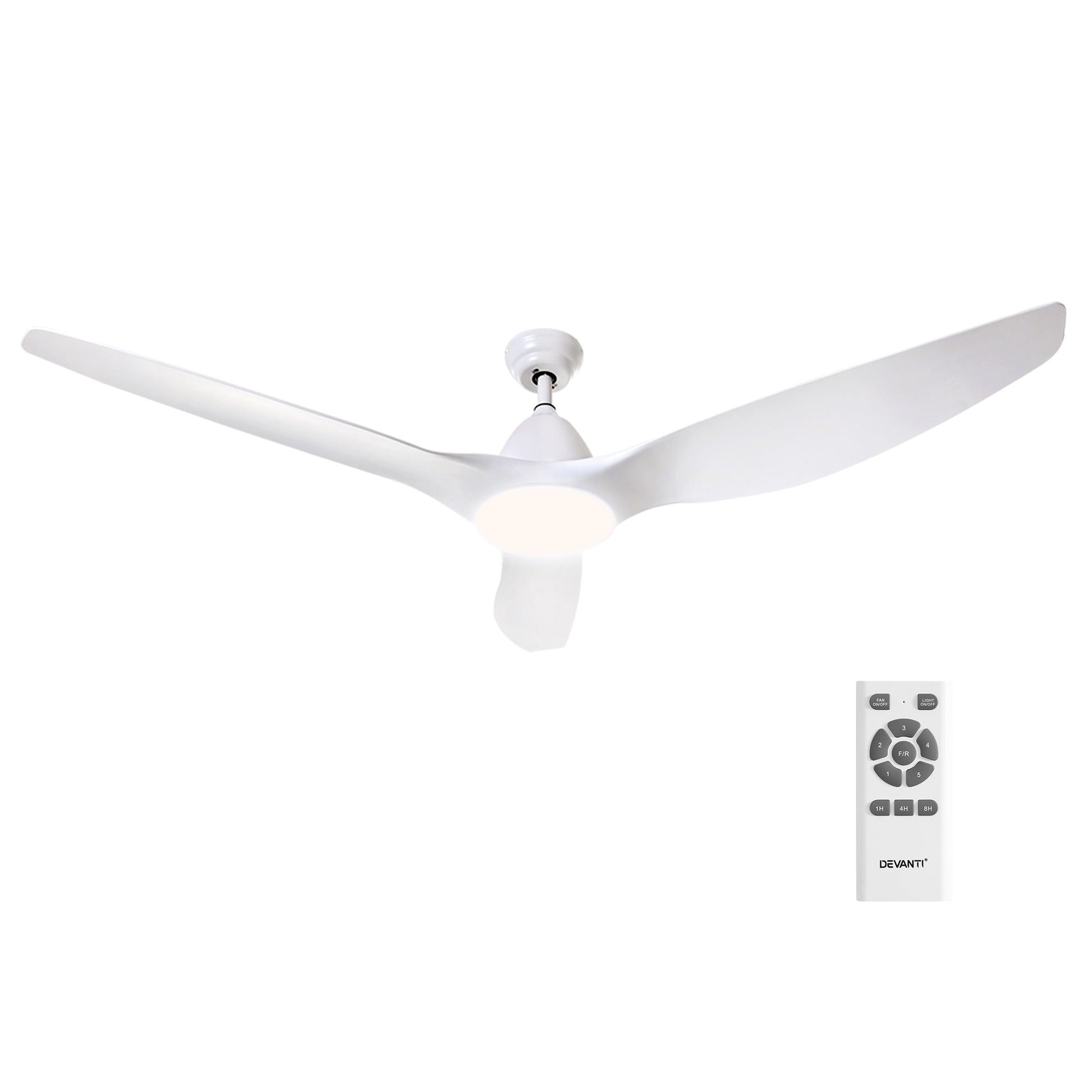Devanti 64'' Ceiling Fan DC Motor w/Light w/Remote - White CF-B-64-334-WH
