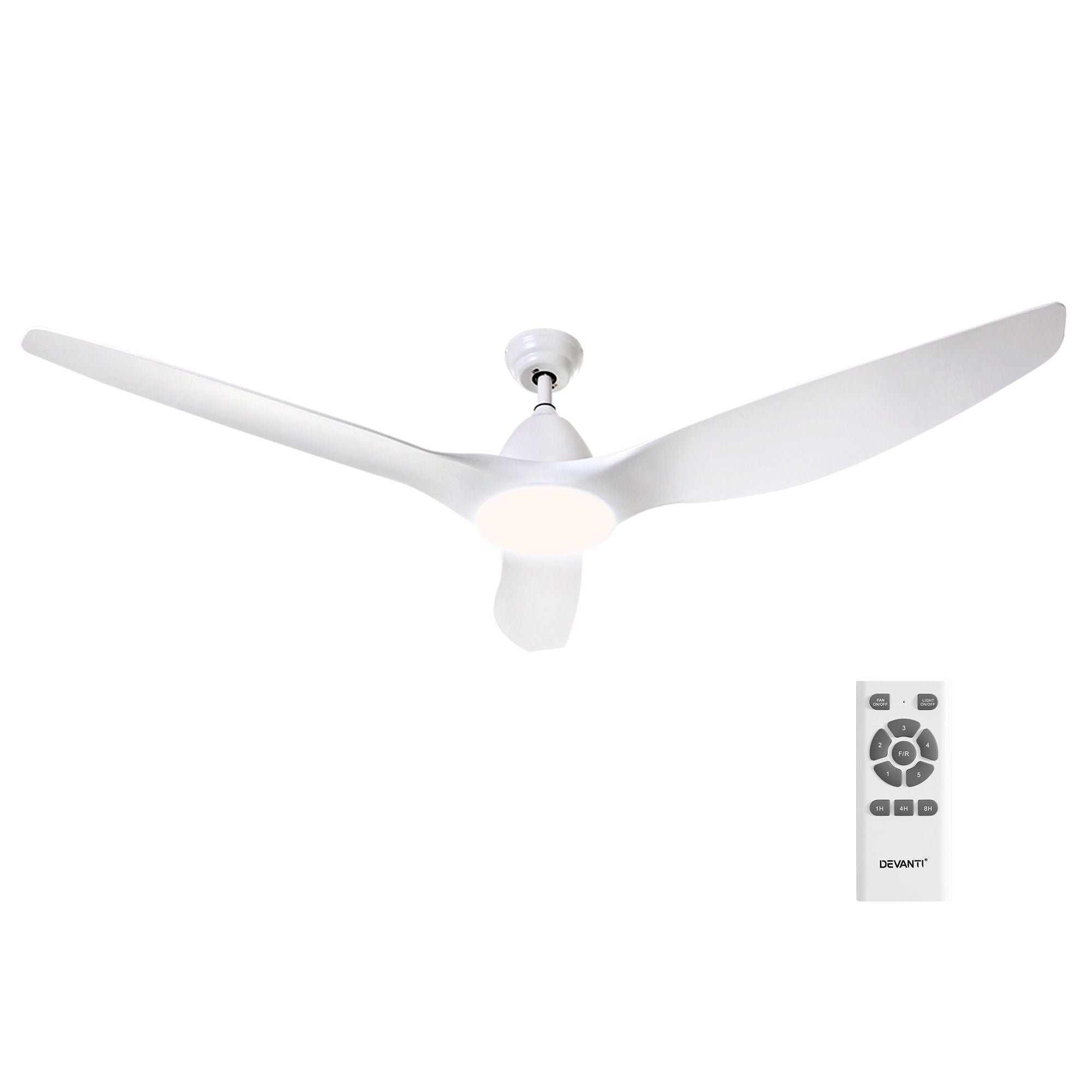 Devanti 64'' Ceiling Fan DC Motor w/Light w/Remote - White CF-B-64-334-WH