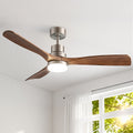 Devanti 52" Ceiling Fan with Light Remote Control DC Motor Smart App Timber Blades Brown CF-C-52-07L-APP-BRW