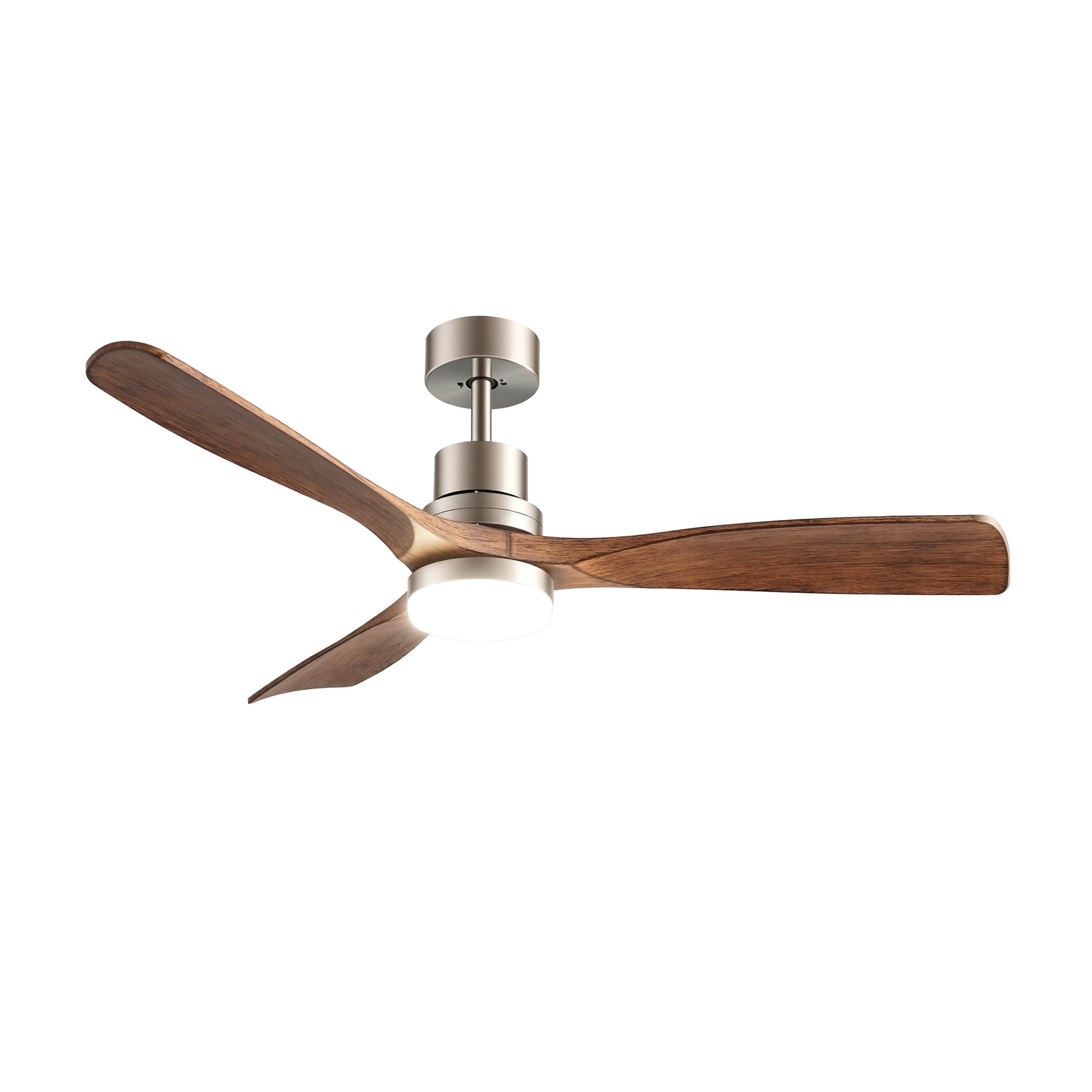 Devanti 52" Ceiling Fan with Light Remote Control DC Motor Smart App Timber Blades Brown CF-C-52-07L-APP-BRW