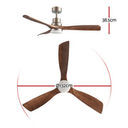 Devanti 52" Ceiling Fan with Light Remote Control DC Motor Smart App Timber Blades Brown CF-C-52-07L-APP-BRW