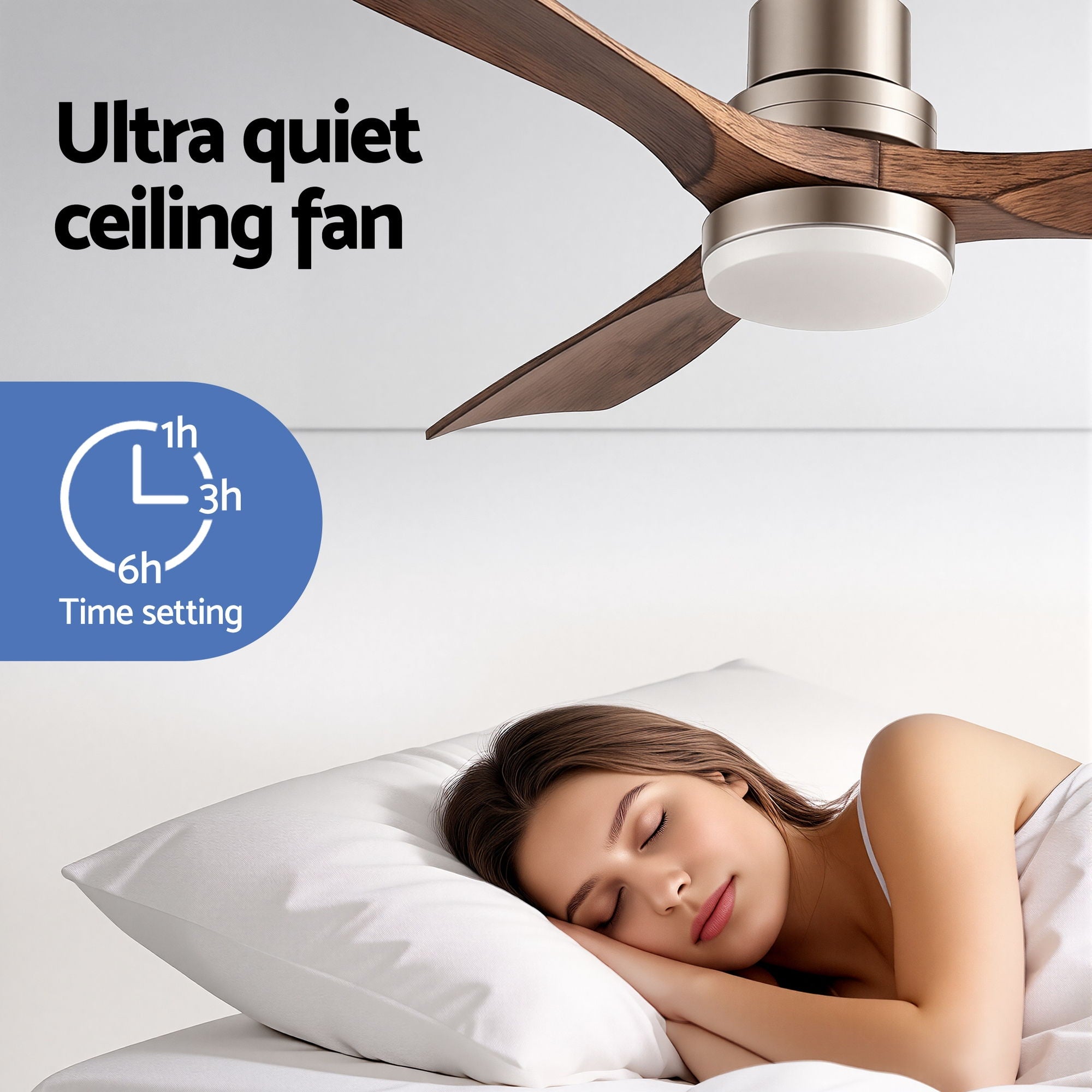Devanti 52" Ceiling Fan with Light Remote Control DC Motor Smart App Timber Blades Brown CF-C-52-07L-APP-BRW