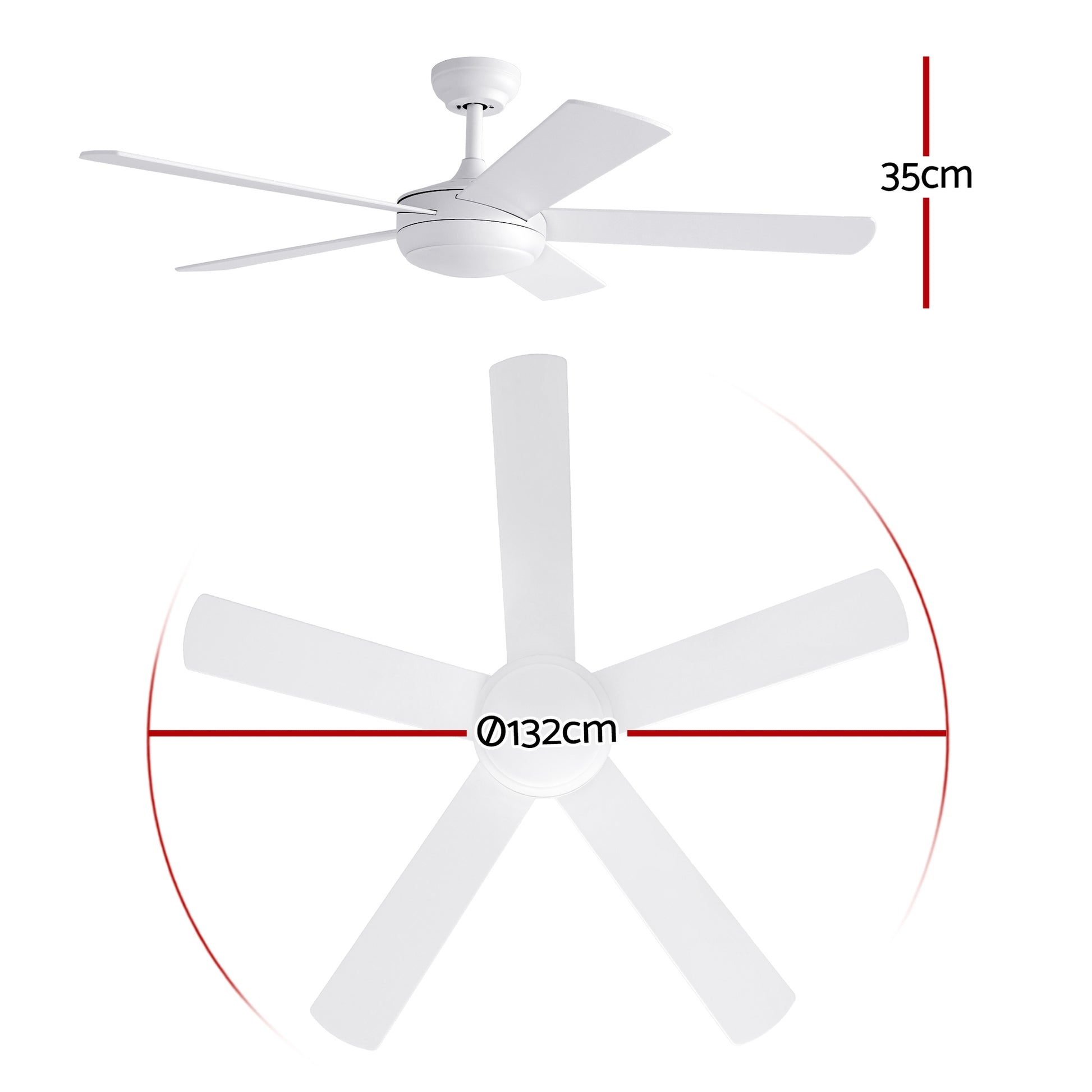 Devanti 52'' Ceiling Fan 5 Blades DC Motor w/Light w/Remote White CF-C-52-5B-986-WH