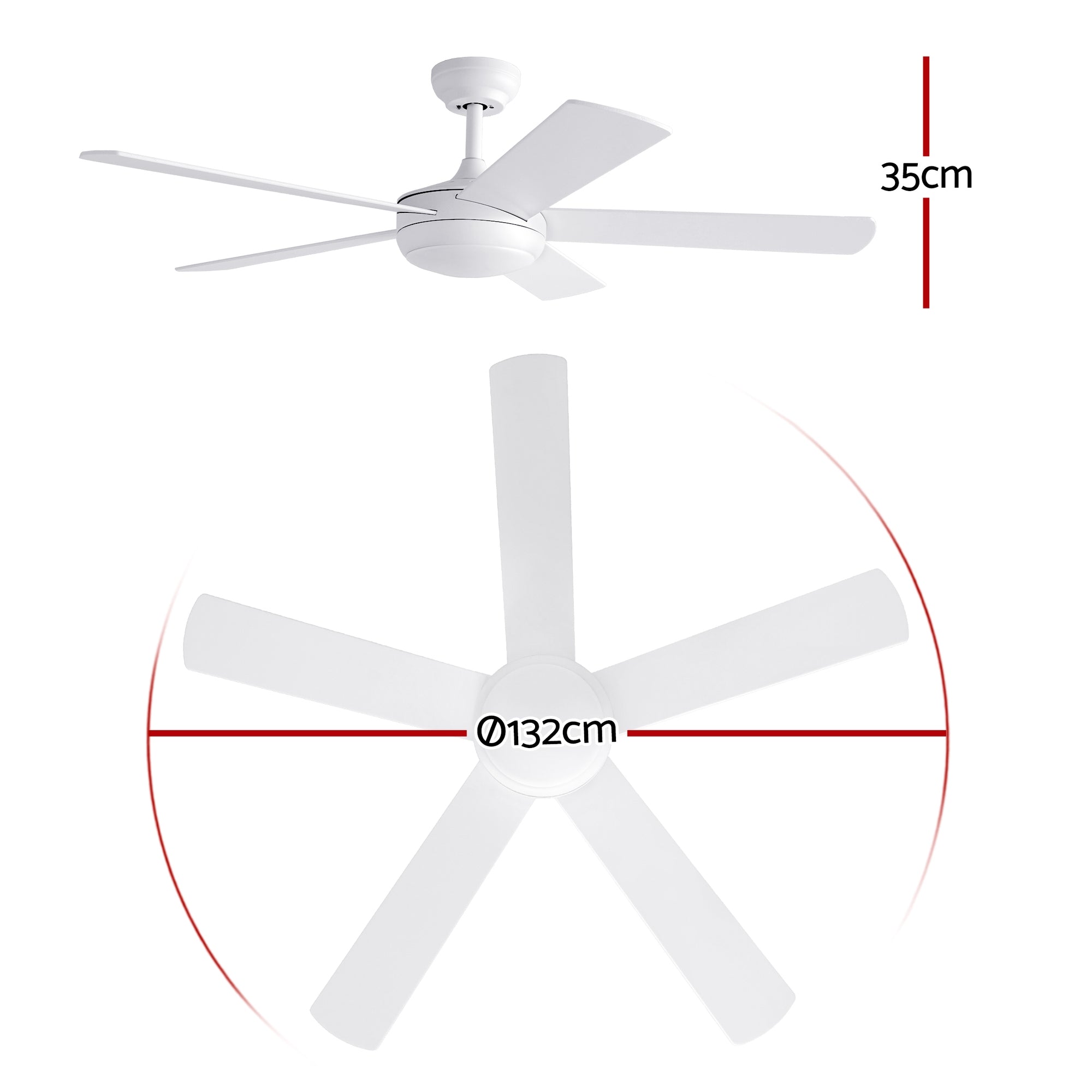 Devanti 52'' Ceiling Fan 5 Blades DC Motor w/Light w/Remote White CF-C-52-5B-986-WH